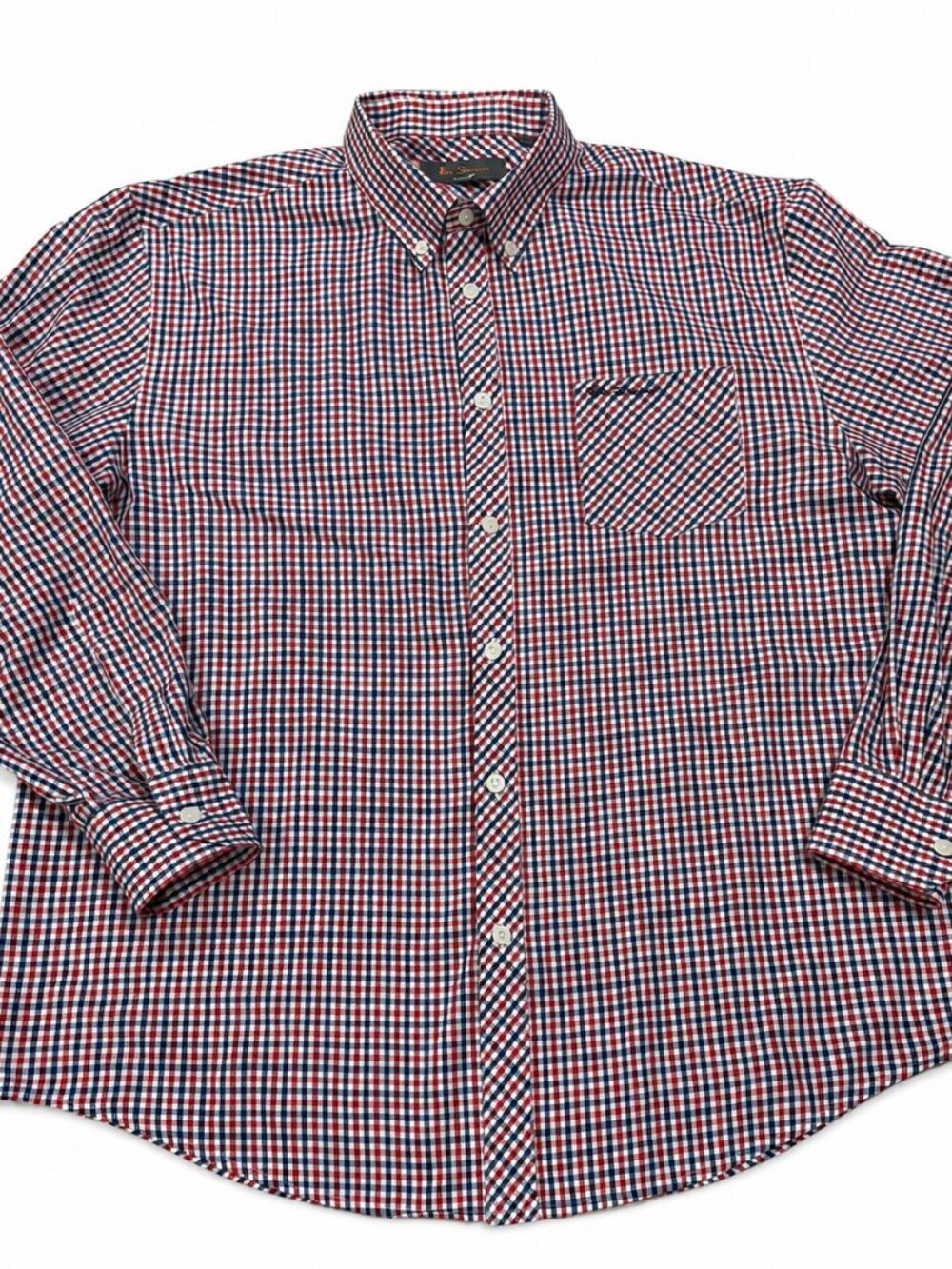 Ben Sherman Union Fit Shirt Mens XXL Red Blue Gingham Long Sleeve - Picture 2 of 8